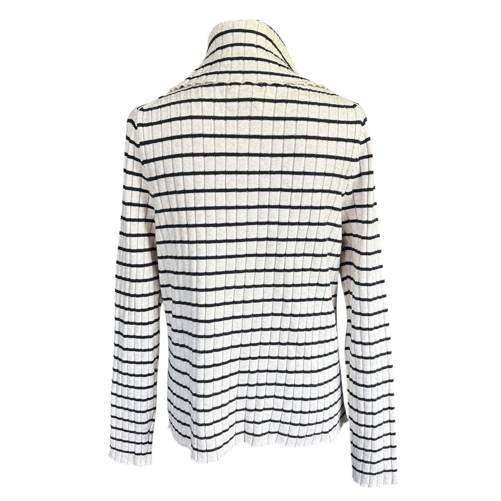Universal Thread NWT Ivory & Black Striped Full Zip Sweater w/Wide Collar, XL - Picture 3 of 6